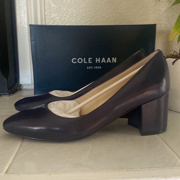 New Cole Haan Eliree Pump in Marine Blue Smth Leather - Picture 3 of 7